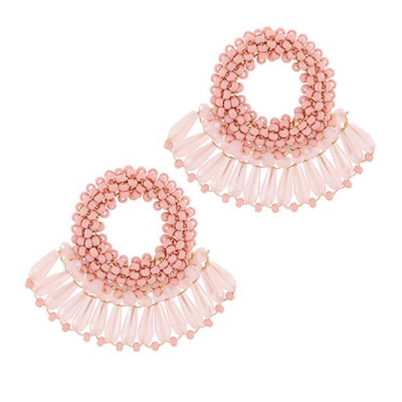 Seedbead Glass Tassel Earrings - Picture 2 of 4